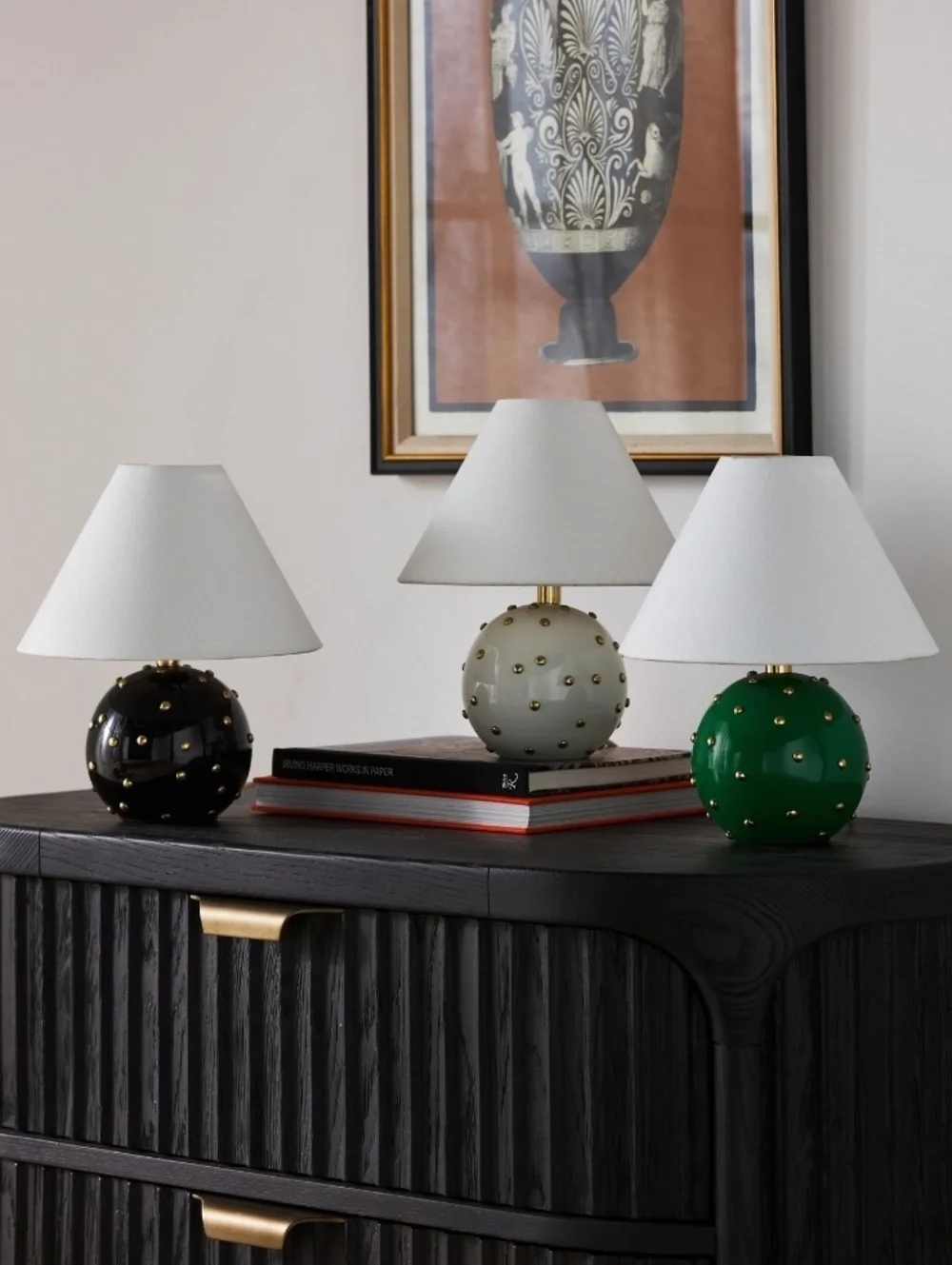 Anthropologie Jeanette Beaded Brass Mini Table Lamp